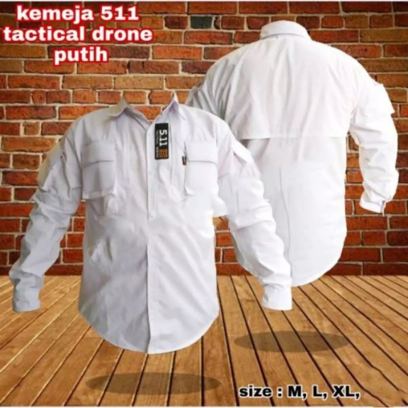 Kemeja tactical putih polos berkualitas/Kemeja pdl putih/Baju Putih Tactical