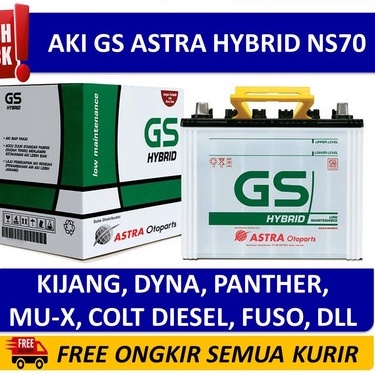 Aki Mobil GS Astra Hybrid NS70 Kijang Dyna Panther Colt Fuso Everest