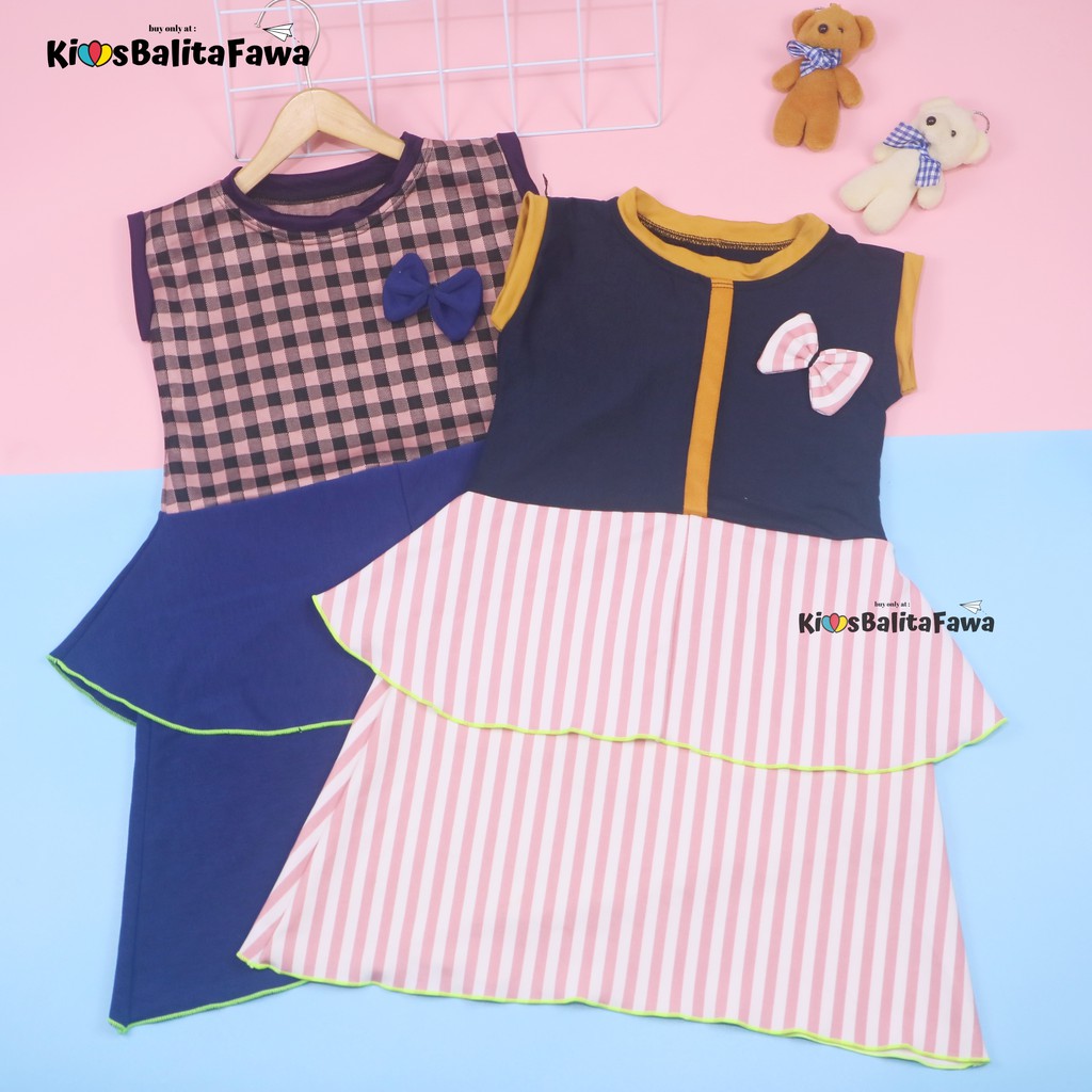 Dress Viona Kensi uk 5-6 Tahun / Baju Anak Perempuan Lengan Kutung Murah Dres Cewek Import Blouse