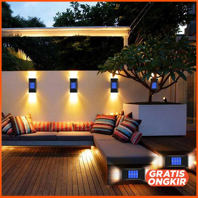 Lampu Solar LED Outdoor Wall Warm White 2 PCS Waterproof L30