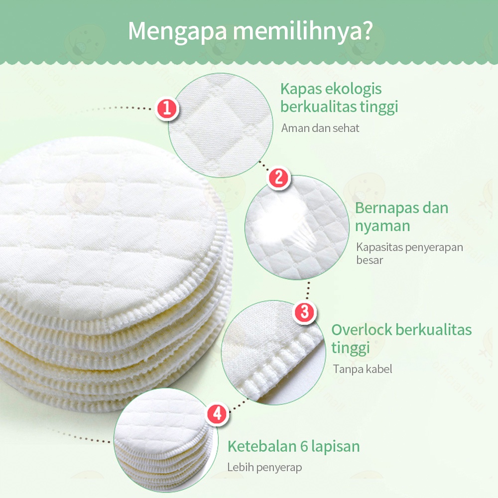 Lacoo Menyusui Breastpad katun Breast Pad Bisa dicuci 1PCS