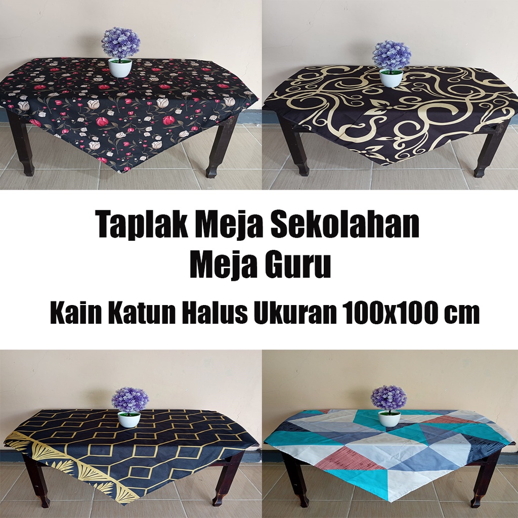 Taplak Meja Sekolahan Kantor Guru Kain Katun Ukuran 100x100 cm Beraneka Corak Dan Motif Batik Bunga Abstrak Aesthetic