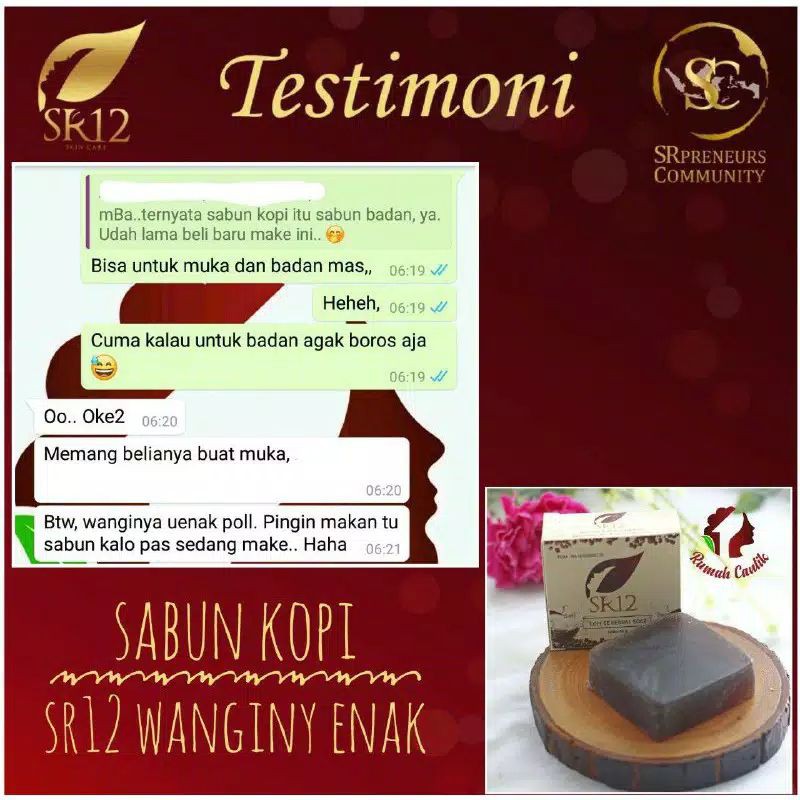 Coffe Herbal Soap SR12 Skincare - Penghilang Flek Hitam - Sabun Batangan - Sabun Glowing