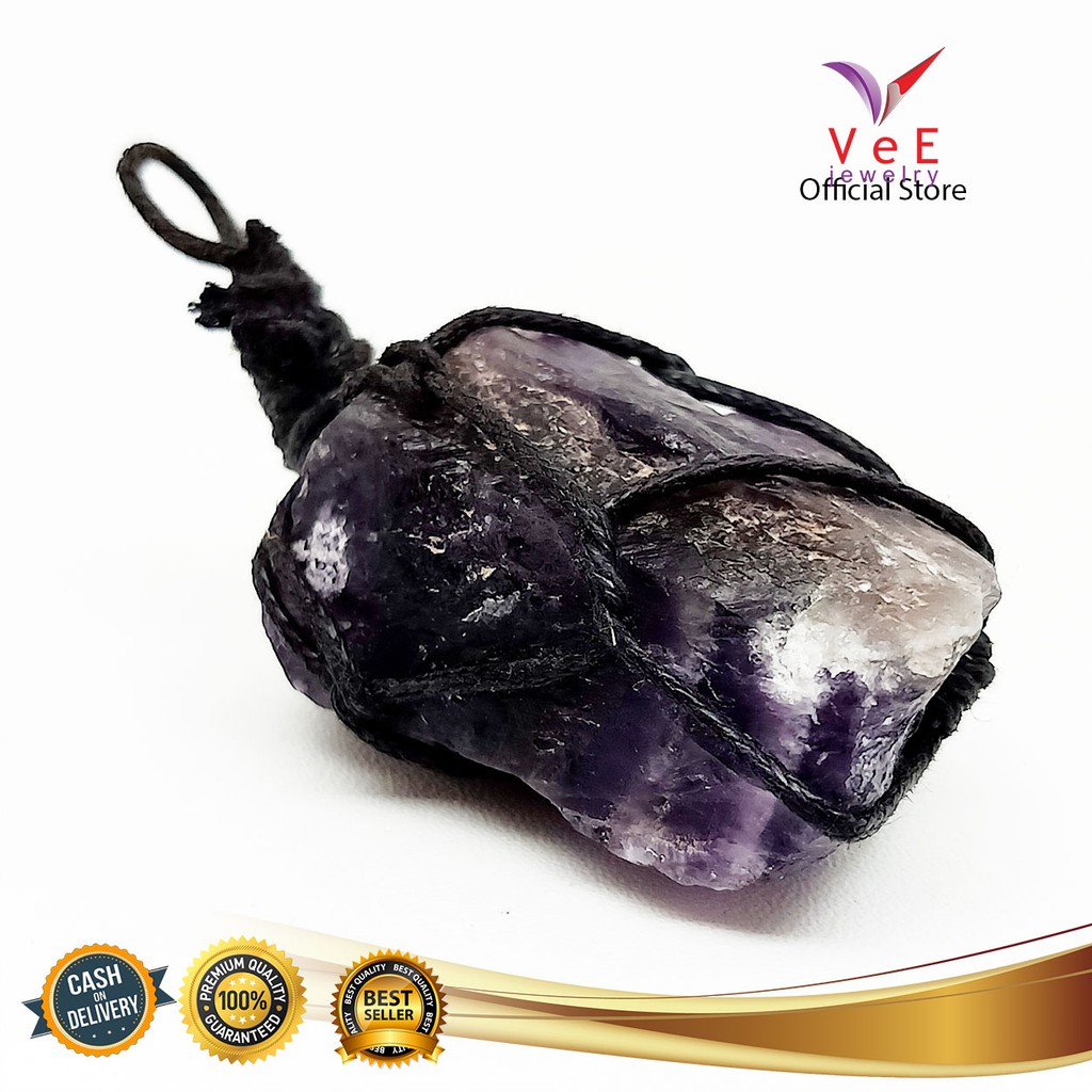 Liontin Batu Kecubung Ungu Amethyst Bongkahan  - VeE Liontin Wanita Pria Terapi Kesehatan Anti Virus