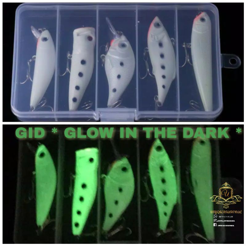 Lure Minnow GID *GLOW IN THE DARK* umpan menyala dalam gelap