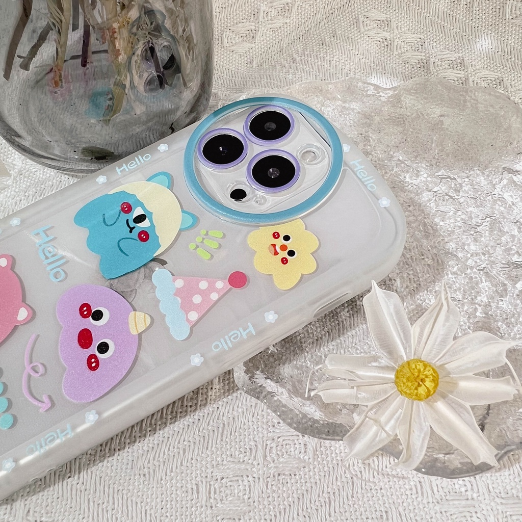 Soft Case TPU Transparan Motif Three Little Monsters Untuk iPhone 13pro 13prm 11 7Plus 8Plus Xr XS 13 12pro Max