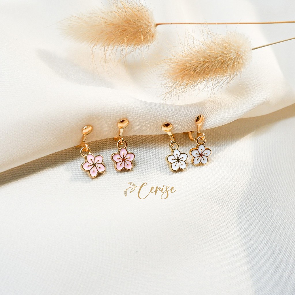 Sakura earring | Anting jepit bunga korea cantik aksesoris wanita korean style trendy stylish