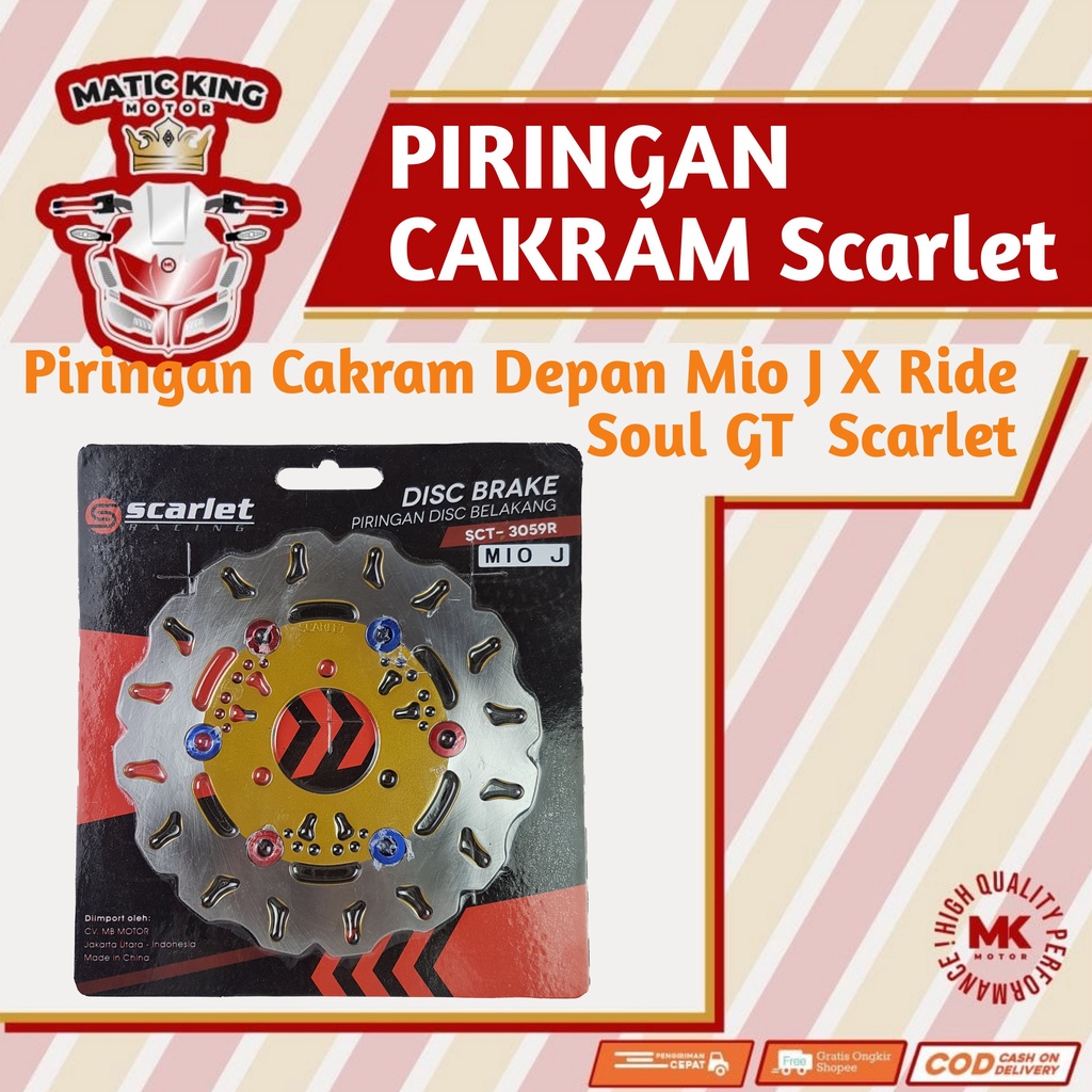 Piringan Discbrake Cakram Rem depan  Mio J X Ride Soul GT 110 115  Scarlet Racing