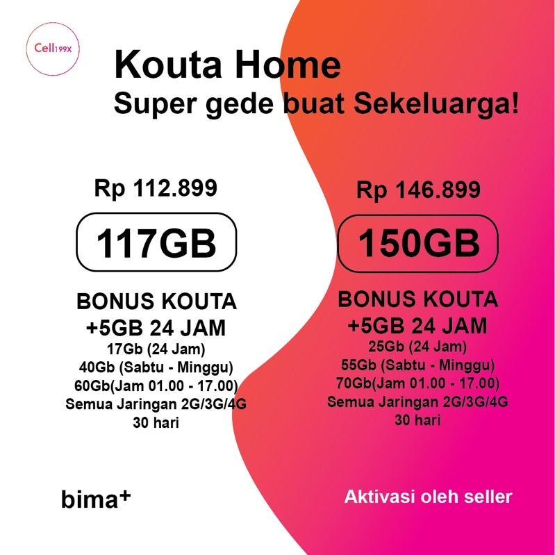 PAKET INTERNET THREE HOME SUPER GEDE 117GB DAN 150GB