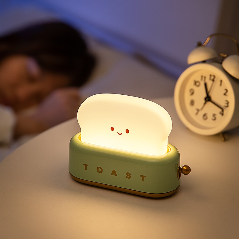 Roppu Lampu Tidur Anak Karakter Lucu Toast Lamp LED Charger USB