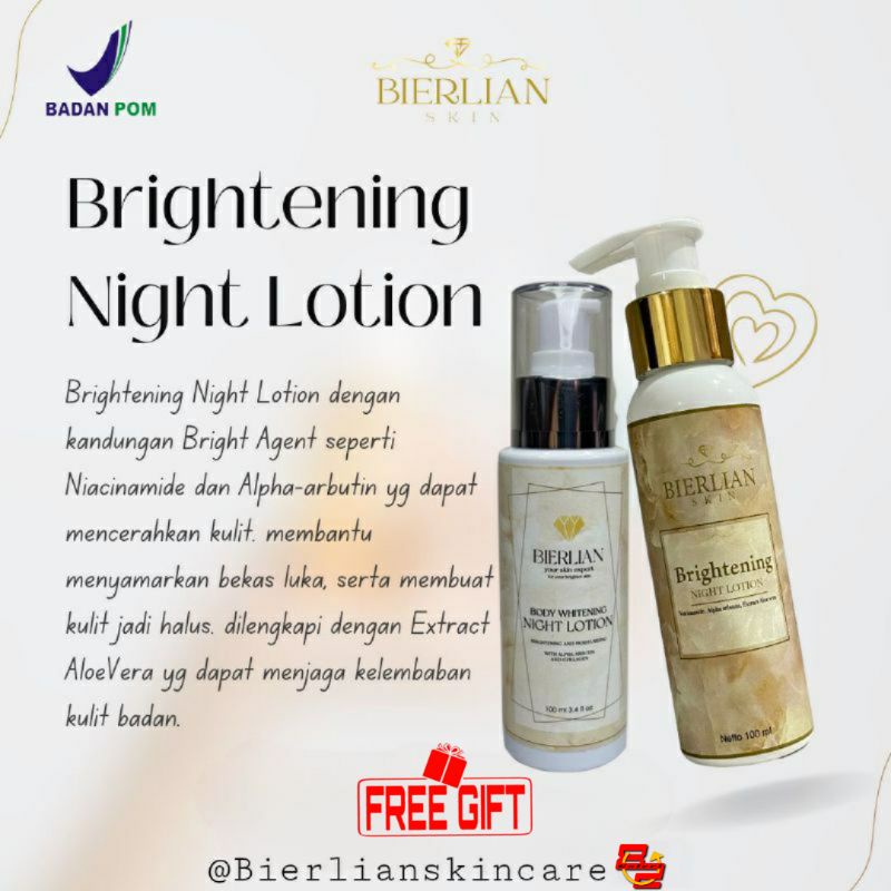 Bierlian Brightening & Whitening Night Lotion / HB pemutih / Lotion Bierlian / Bierlian skincare