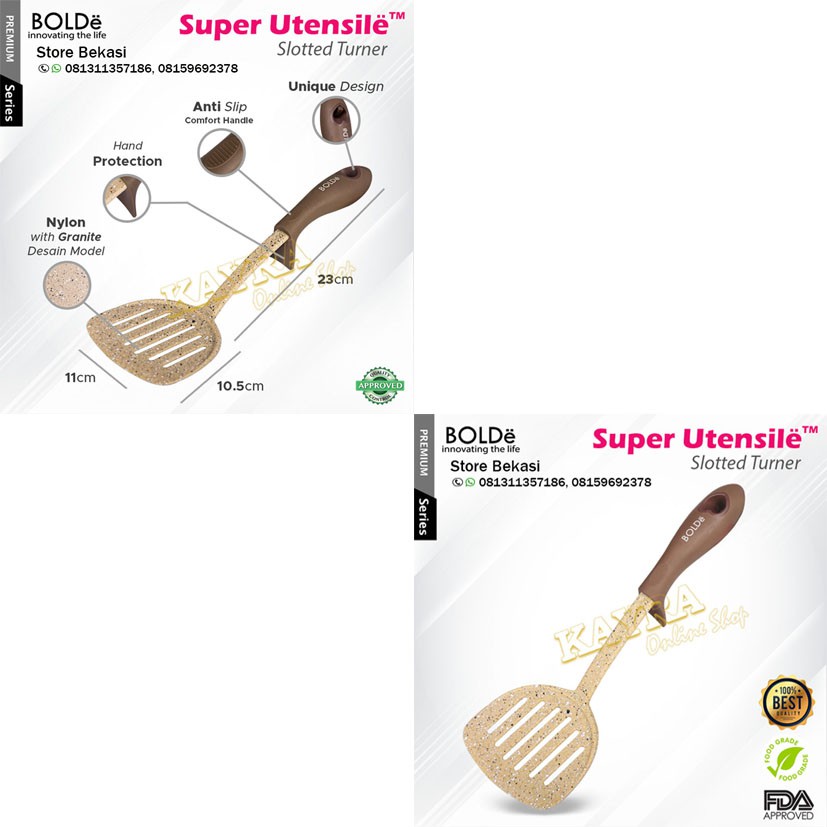 Bolde Spatula Lubang Sutil Sodet Super Utensil Anti Gores Anti Lengket