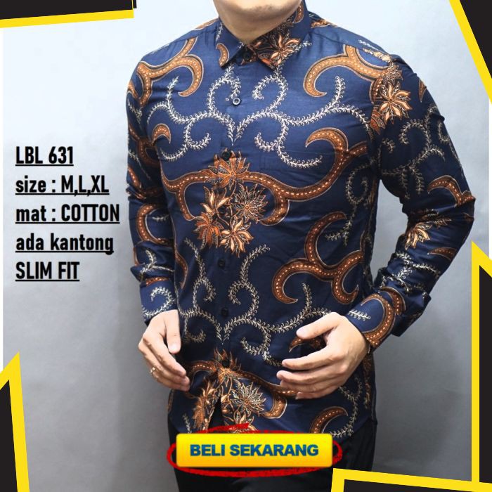 KEMEJA BATIK PRIA SLIM FIT HEM BATIK PRIA SLIMFIT LUIGIBATANI ELEGAN LBL631