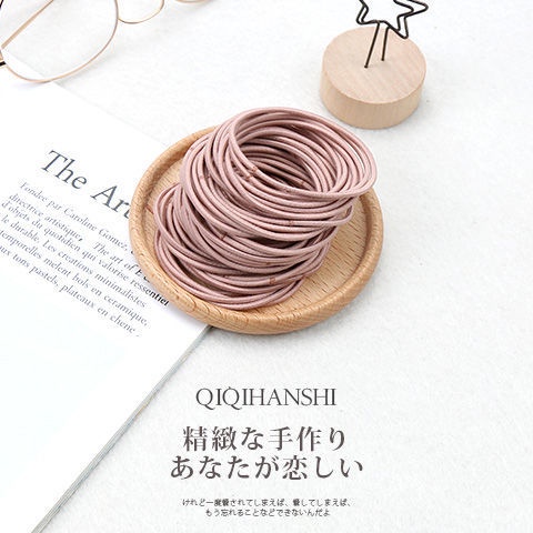 [ISI 50/100pcs] Ikat Rambut Korea Warna Warni Karet Elastis Korea Aksesoris Rambut + Pouch Aksesoris Rambut F01-100pcs-Merah muda