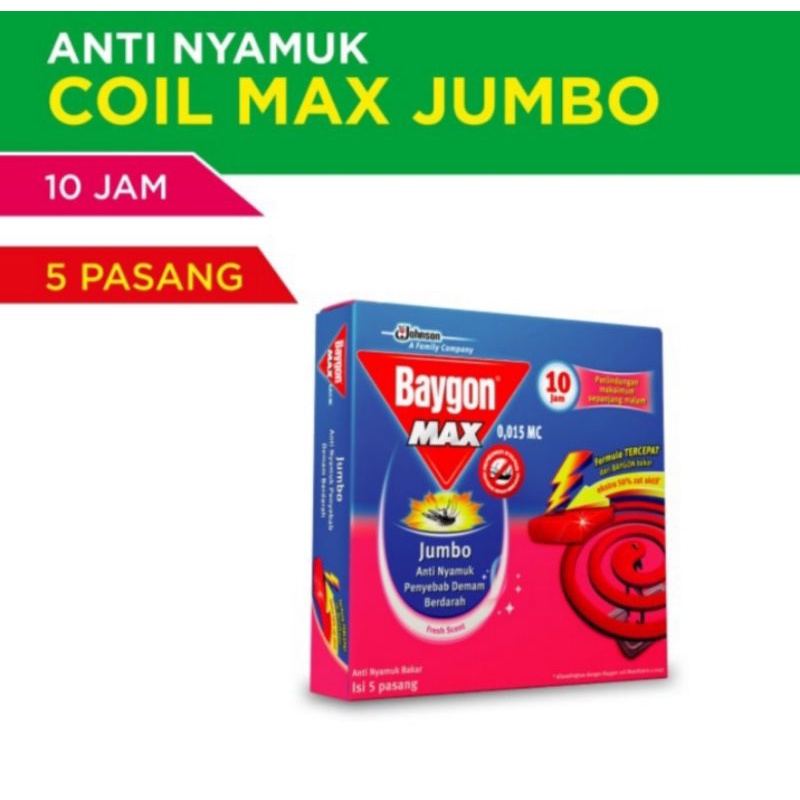 Baygon Obat Nyamuk Bakar Jumbo DBD (Isi 5 Pasang)