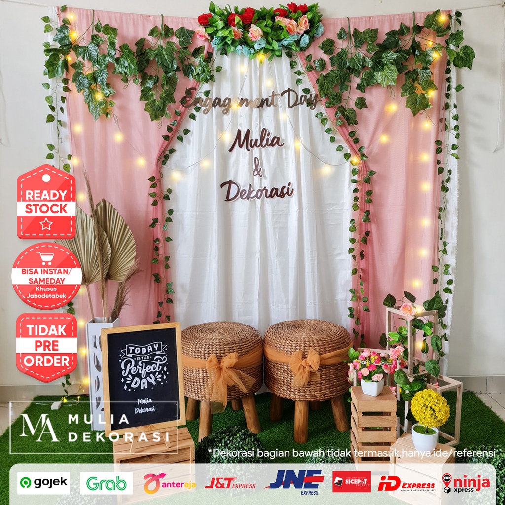 Dekorasi Lamaran Tunangan Backdrop Nikahan PhotoBooth DIY Akad Nikah Aqiqah Khitan Paket Mulia SS