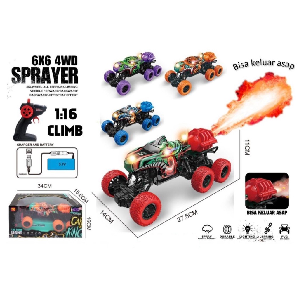 Mainan Anak RC LIGHT CLIMBLING CAR SPRAY Mobil Remote Control 4WD Asap