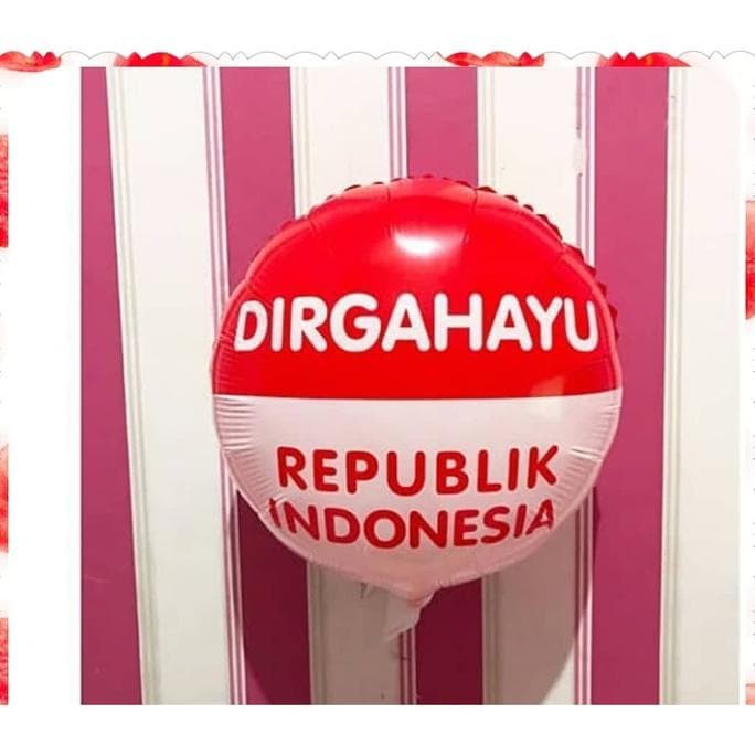 Balon / hiasan / merah putih / foil 17 agustus / 17an / dirgahayu HUT RI bulat besar