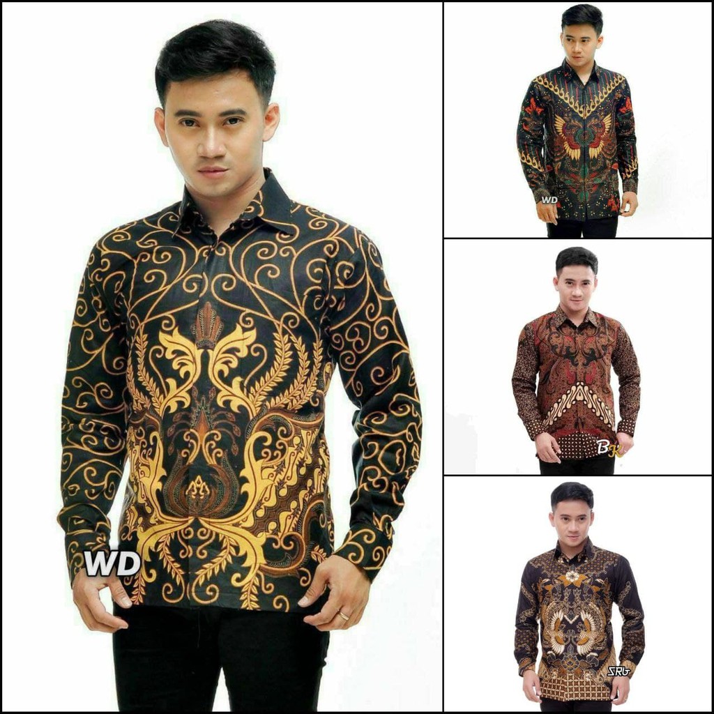 KEMEJA BATIK PRIA LENGAN PANJANG SIZE M L XL XXL BSWART Batik HRB026 kenango panjang padi