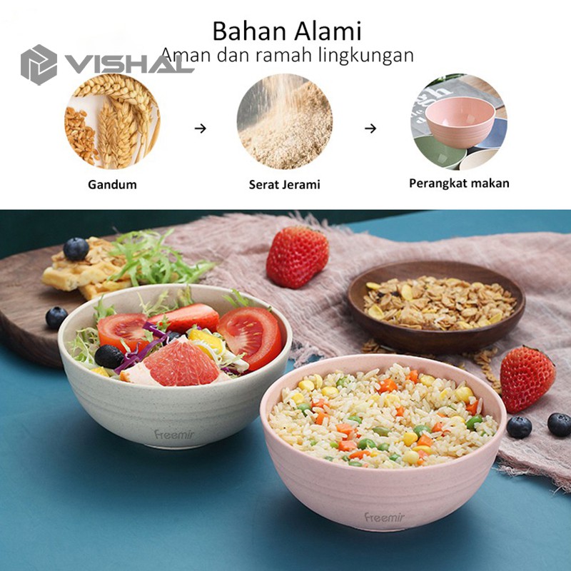 VISHAL Mangkok Wheat Straw/Mangkuk Makan Bowl Set 4pcs warna warni / VS-10