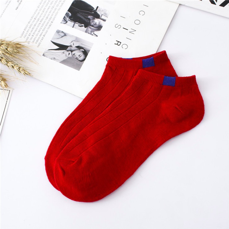 HaiWai COD Kaos Kaki Ankle Murah Semata Kaki Motif Garis Fashion Pria Wanita Import U16-RED