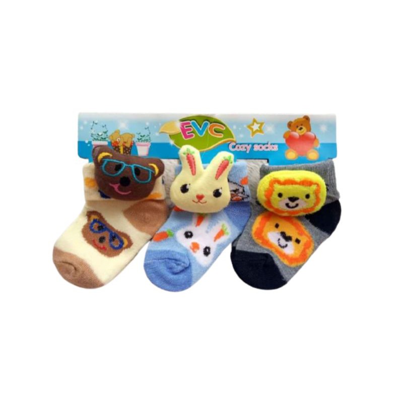 ( 3 PASANG ) Kaos kaki Bayi Boneka Samping 2~6 bulan