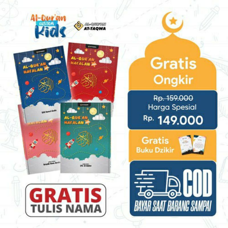 

al-quran attaqwa custom kids.Bisa tulis Nama
