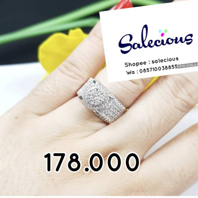 Cincin lapis emas asli 18k dengan zircon italy asli