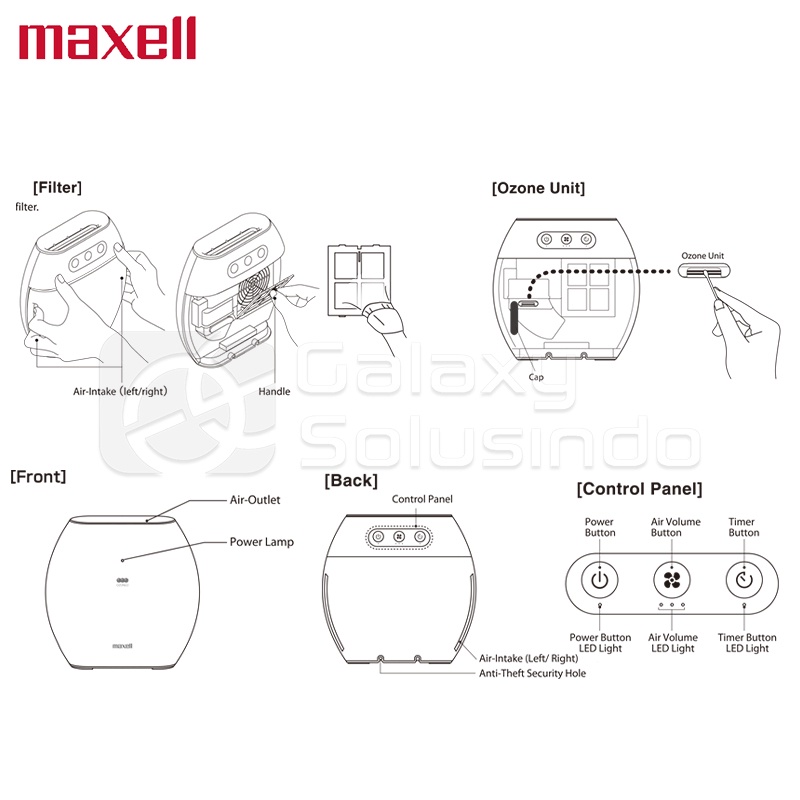 Maxell MXAP-AE270 Ozoneo Aero Air Purifier Anti Virus &amp; Bakteri - MXAP-AE270WH