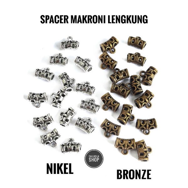 6 BIJI SPACER MAKARONI metal spacer bead LENGKUNG BRONZE DAN NIKEL | kerajinan tangan || untuk gelan