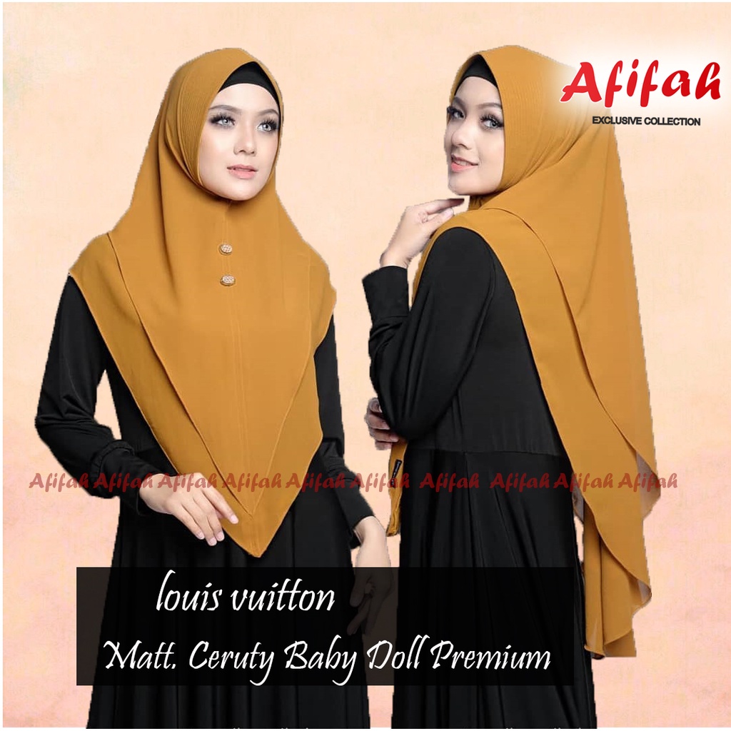 Khimar Syari JUMBO LV Ceruty 2 layer Instan Premium/Jilbab Lancip LV ceruty Langsung Pakai