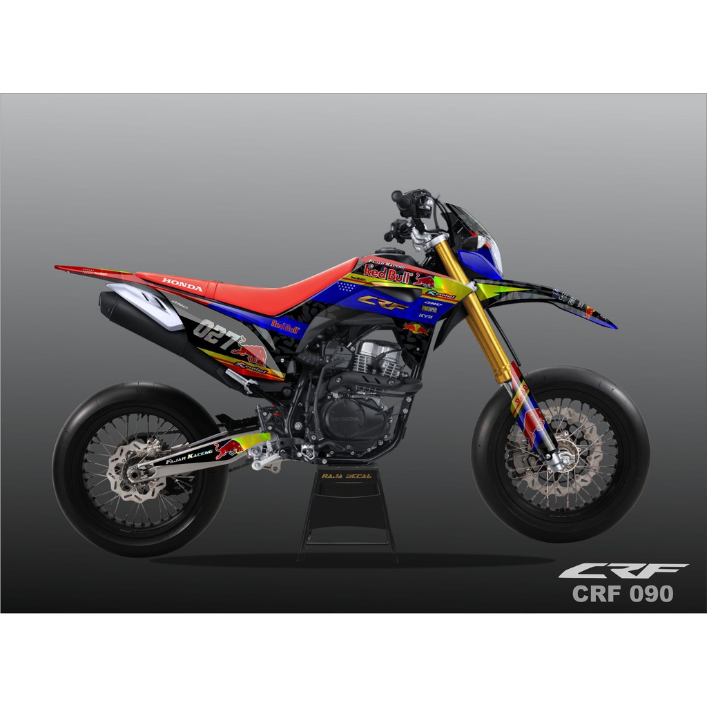 Decal Sticker Fullbody Honda CRF 150L Custom Desain Supermoto Racing RedBull Kode CRF 090