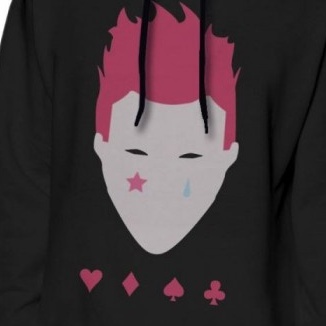 Sweater Anime HXH Hoodie HISOKA FACE Jumper Pria Wanita Bahan Fleece Ukuran S M L XL XXL XXXL