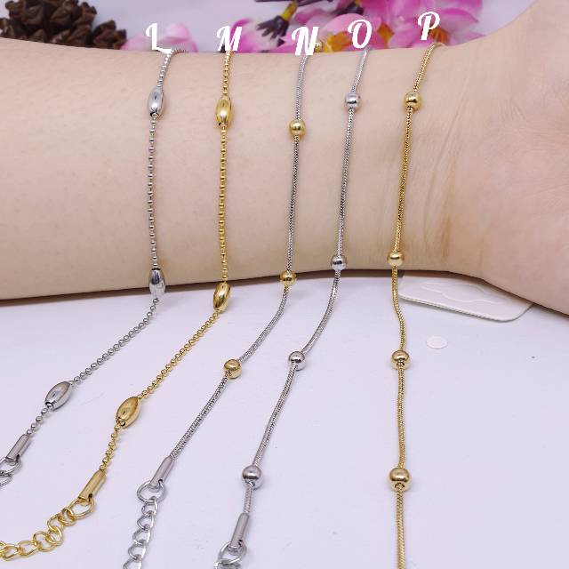 Gelang Kaki Titanium Anti Karat&amp;Alergi Fashion Korea Rantai Simple GK-02