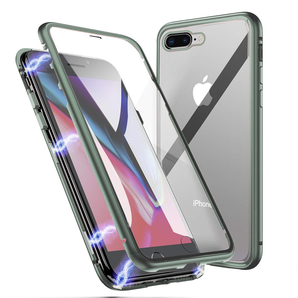 iPhone X/ XS | XI 5.8/ 11 Pro | 11 Pro Max 6.5 Magnetic Two Face 2IN1 Glass Hard Case