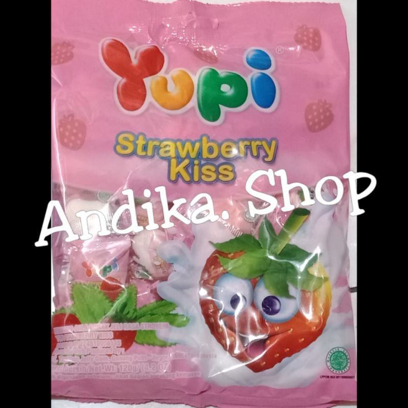 

permen yupi strawberry kiss kemasan 120grm