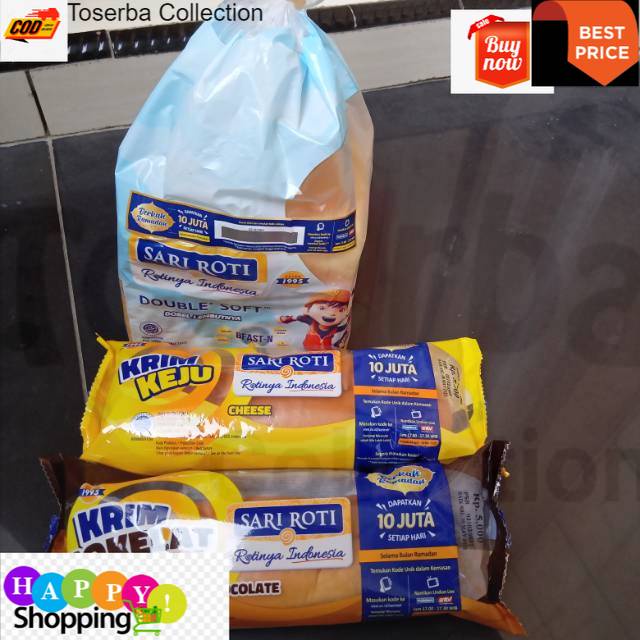 

Toserba Collection Roti Sari Roti satu roti tawar double soft+dua roti krim all varian Bandung - Cimahi