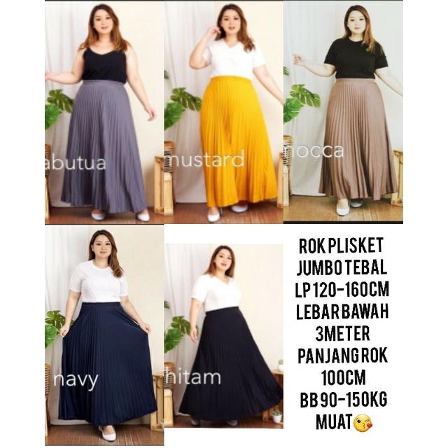 Rok jumbo plisket polos lp 120 , 130 ,140 ,150 160cm bb 90-150kg masuk-1