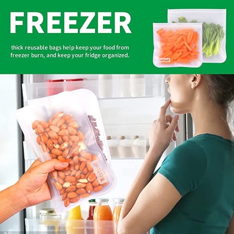 1PCS Silicone Food Leakproof Reusable Ziplock Shut Fresh  Storage Containers for Sandwich, Fruit, Snack, Vegetables,Marinate Meats,Cereal,Travel Items