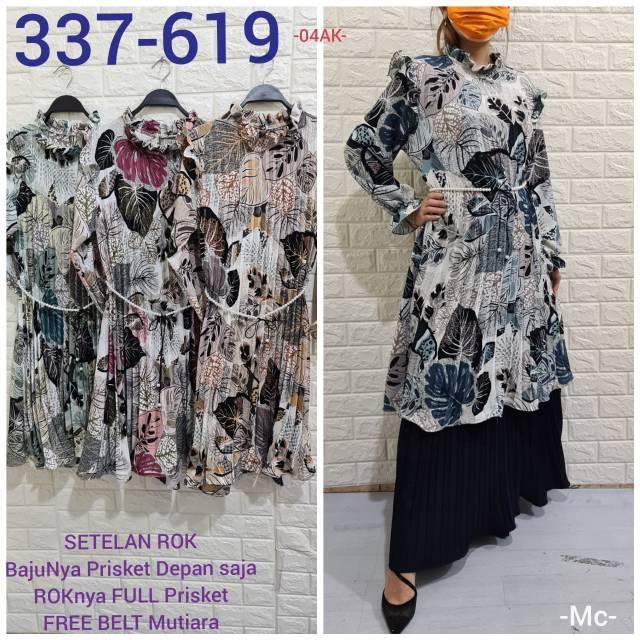 Setelan rok plisket premium