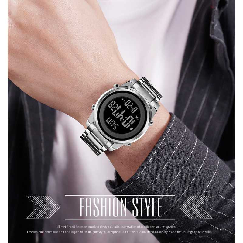 Jam Tangan Pria Digital Stainless Original SKMEI DG1611 Silver-4