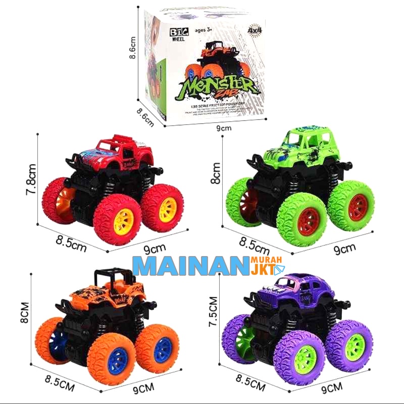 MAINANKEI MAINAN ANAK MURAH MOBIL JEEP STUNT MINI OFFROAD VEHICLE WJ1317 PULLBACK MONSTER TRUCK