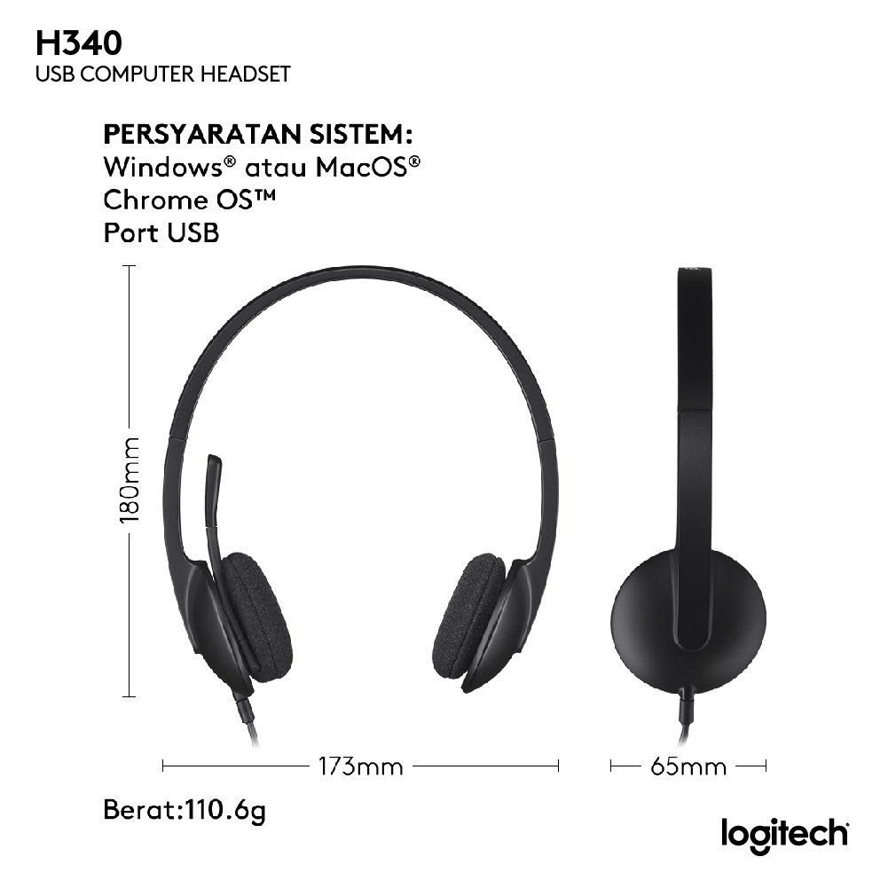 Logitech H340 USB Headset Noise Cancelling