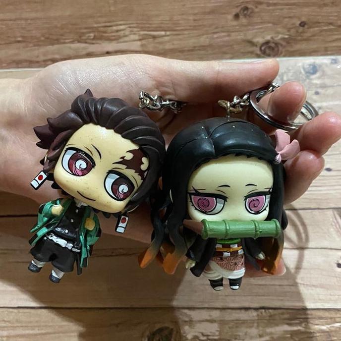 Kimetsu No Yaiba Tanjiro Nezuko Figure Keychain Original