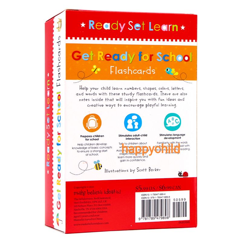 original 86 pcs Get ready for school flash card buku anak buku impor happychild