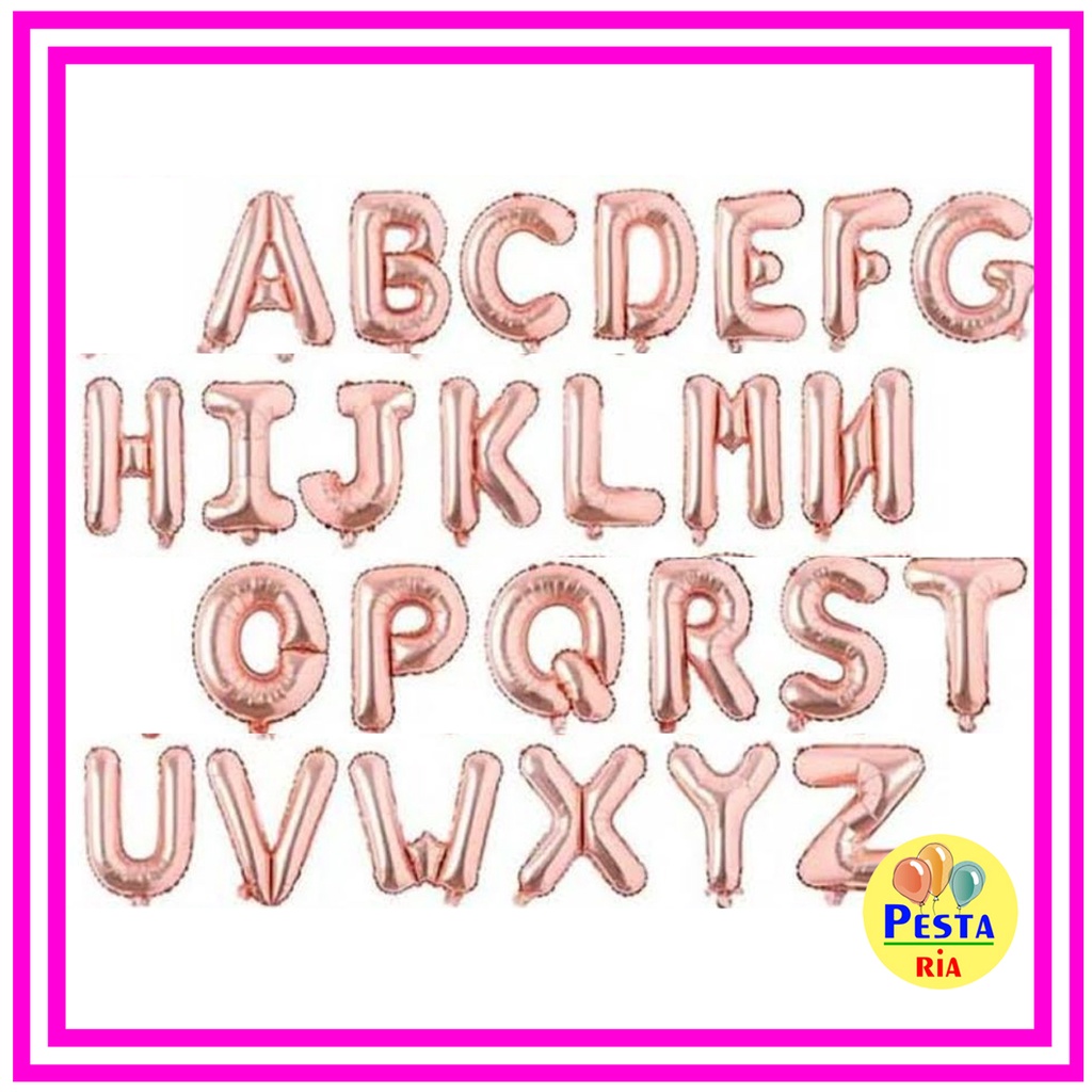Murah (1Pcs) Balon foil Huruf A-Z (Rosegold), balon foil abjad, balon foil huruf, balon foil
