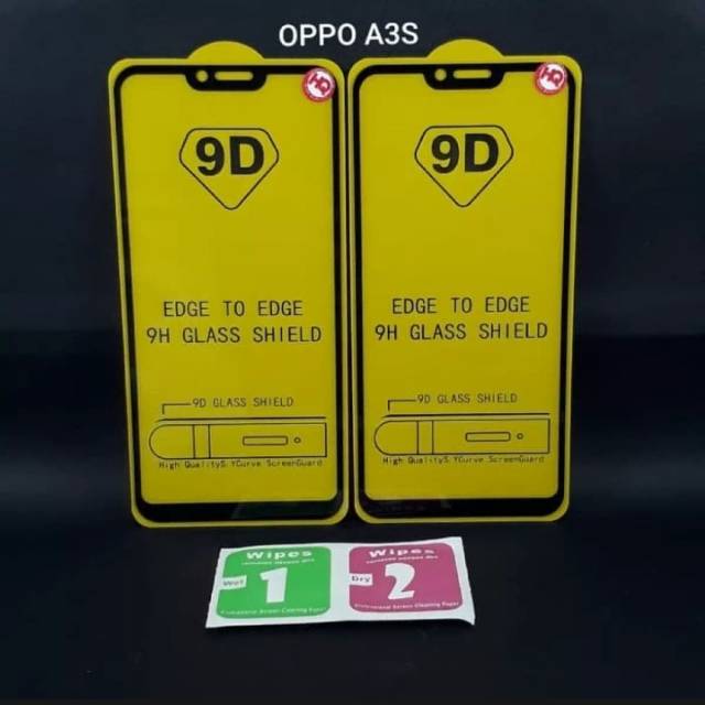 Anti gores full cover  list Hitam oppo A3s