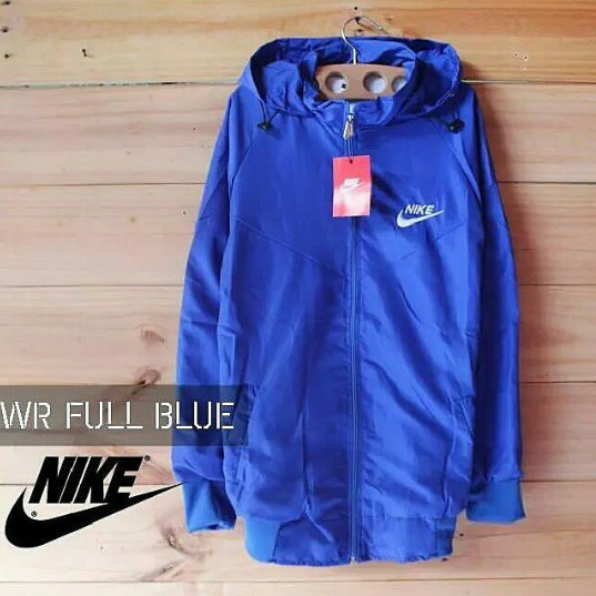 Jaket Parasut Olahraga Lari Joging Windruning Stabilo Jaket Pria Wanita-Biru