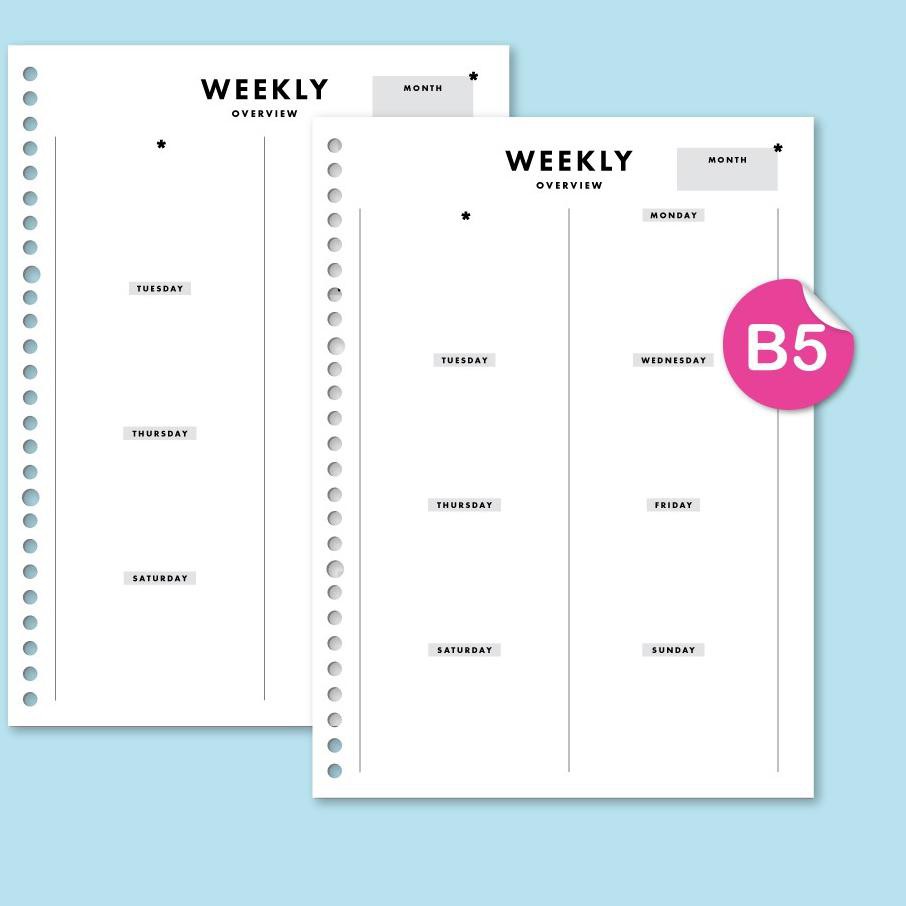 

KODE 627 Loose leaf B5 - Weekly Overview TERMURAH!!!