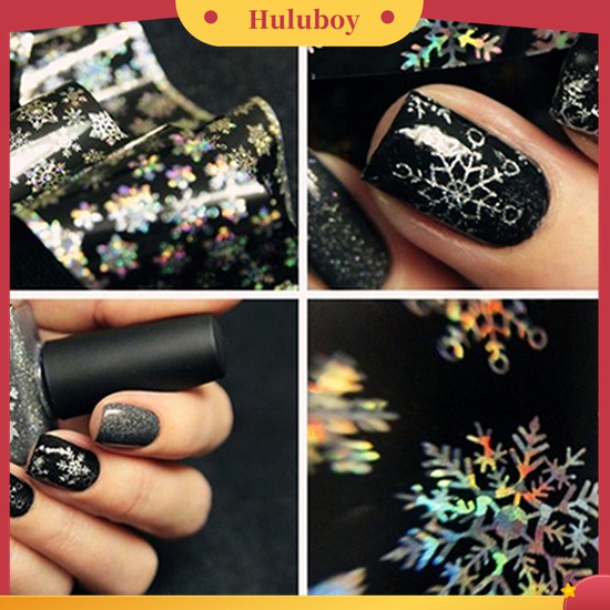 Huluboy Huluboy♡ 1 Lembar Stiker Kertas Foil Transfer Motif Snowflake Natal Untuk Dekorasi Nail Art DIY